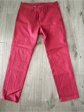 Massimo Dutti Men's Red Chino Pants - Classic Straight Fit